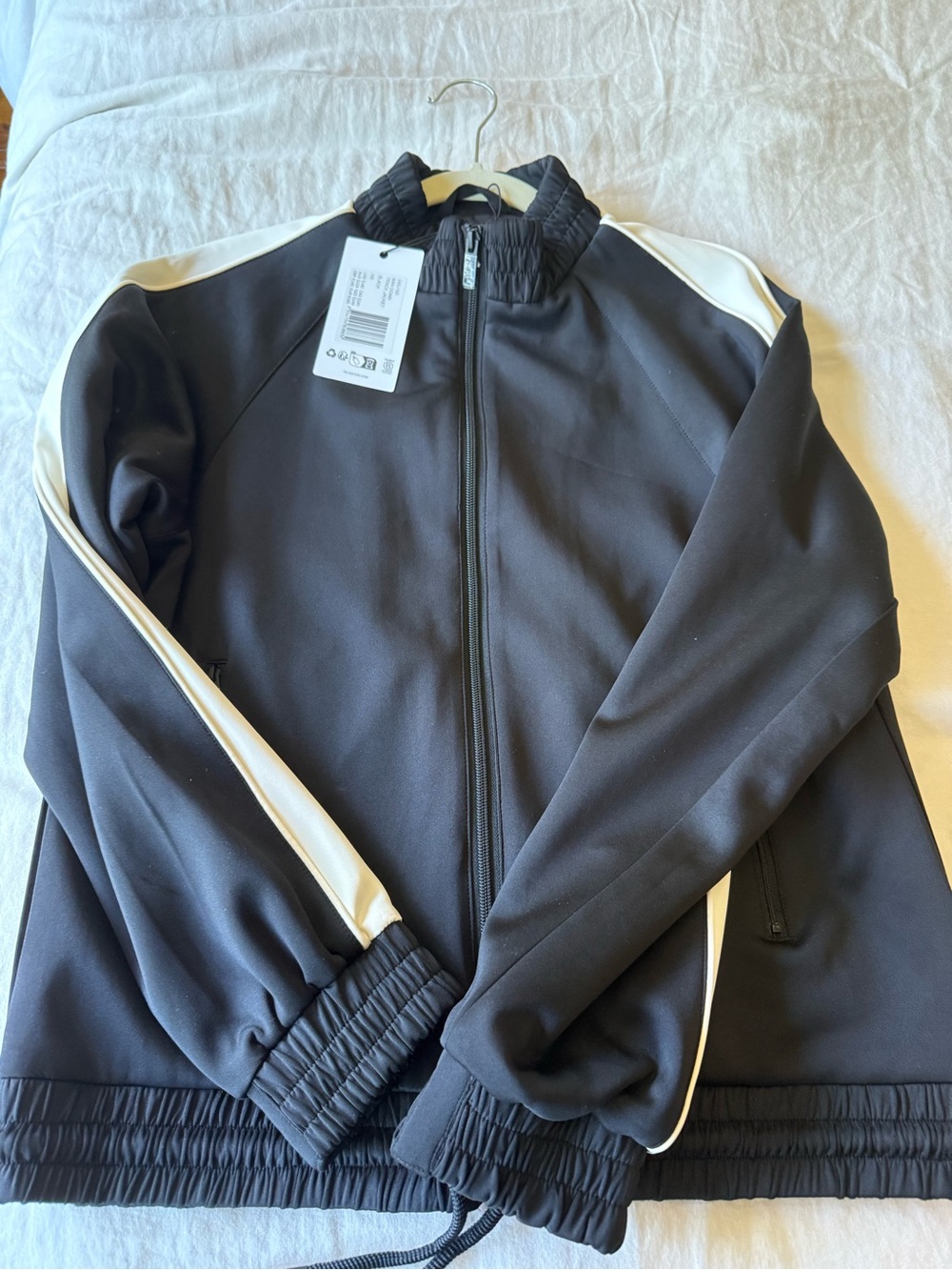P.E. Nation Black Track Jacket with White Stripe NWT